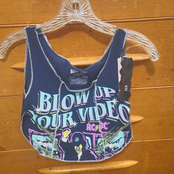 NWT Womens AC/DC Navy Crop Tank Part of a Coordinated Set Size S - Picture 1 of 1